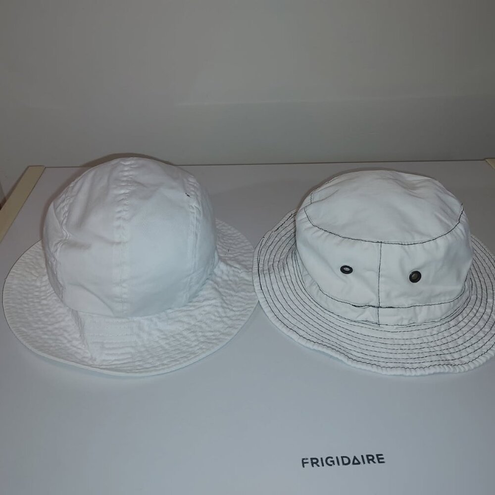 Two Vintage White Kid's Bucket Hats-AS IS